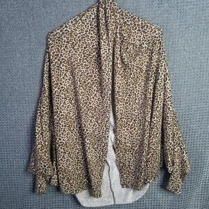 HYFVE Leopard Print Open Front Wrap Tunic Women's M